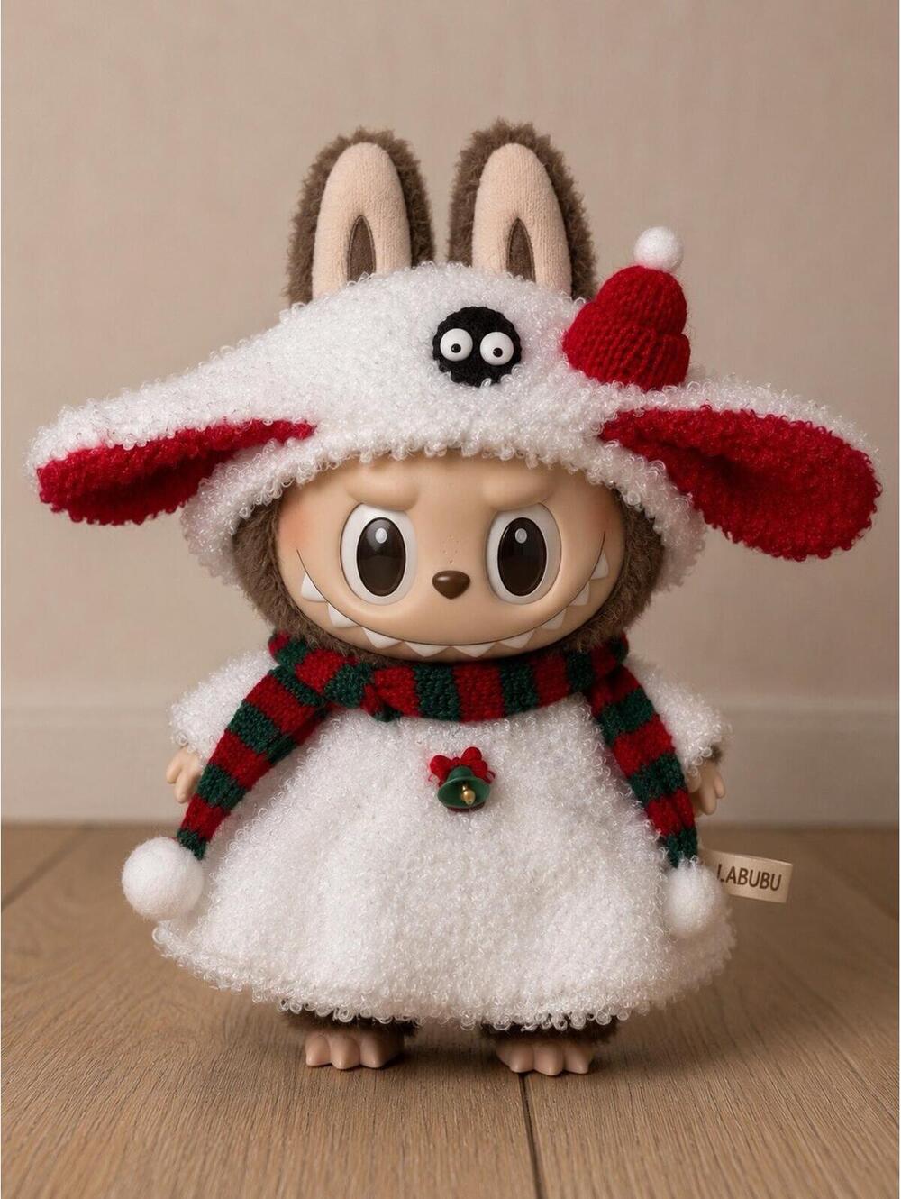 Labubu Doll Clothes Christmas Sheep Costume Set Plush Dress Hat Scarf Outfit